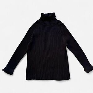 Vintage Black Turtleneck Sweater Deadstock NWT Cotton Ribbed 90s Y2K L XL 1X